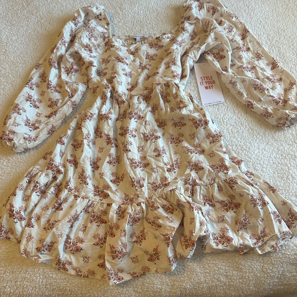 Celebrity Pink Cream Floral Dress